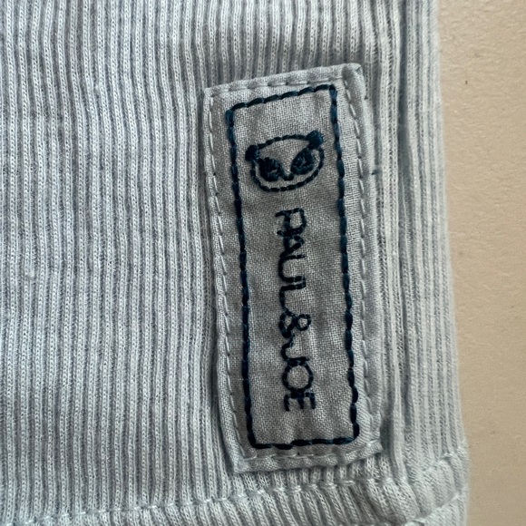 👚🦉PAUL & JOE Icy Blue🧊Cotton Knit Rib Tank Top Snaps NWT - Picture 4 of 6